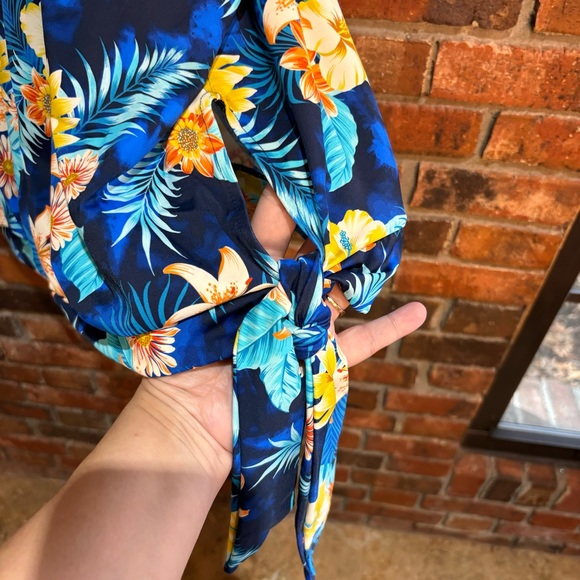 Swimsuits For All womens floral side tie tankini top blue 26 - Picture 4 of 5